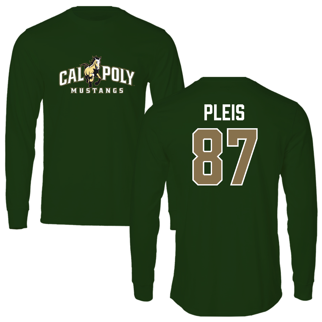 Cal Poly Football Forest Green Long Sleeve - #87 Kaleb Pleis