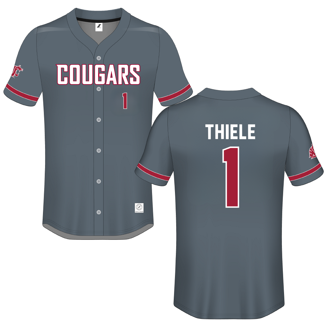 Washington State University Gray Button-Down Jersey - #1 Luke Thiele