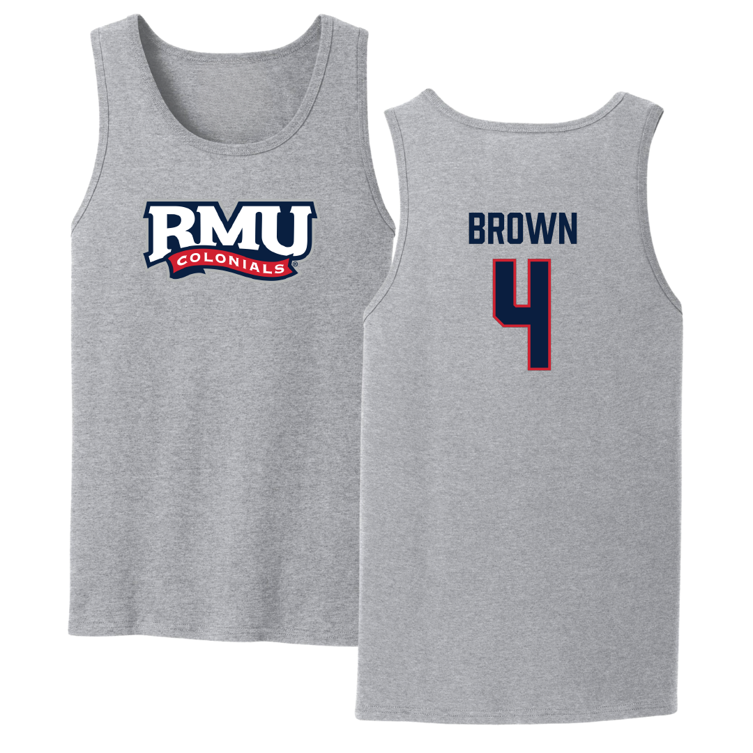 Robert Morris University Football Sport Gray Tank Top - #4 Tony Brown