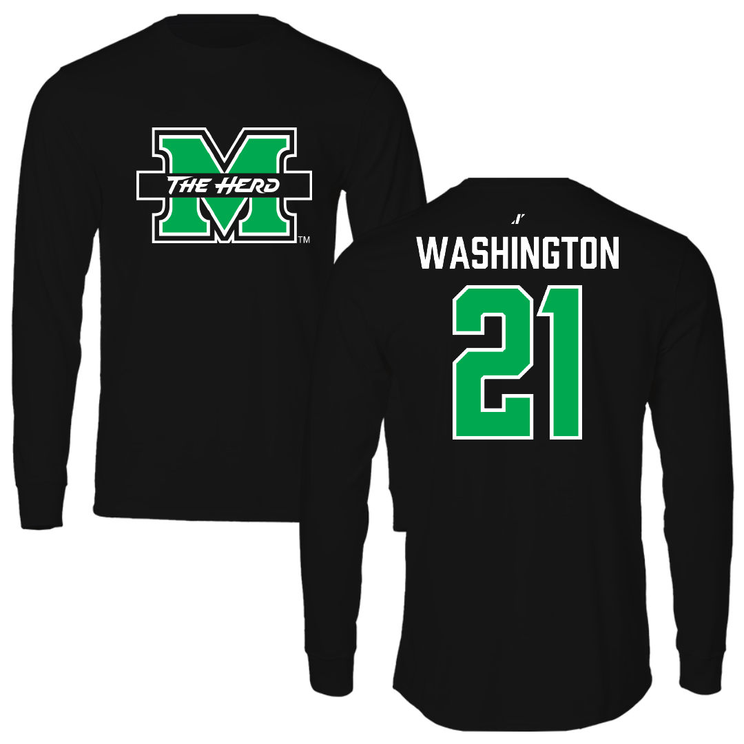Marshall University Softball Black Long Sleeve - #21 Kaleea Washington