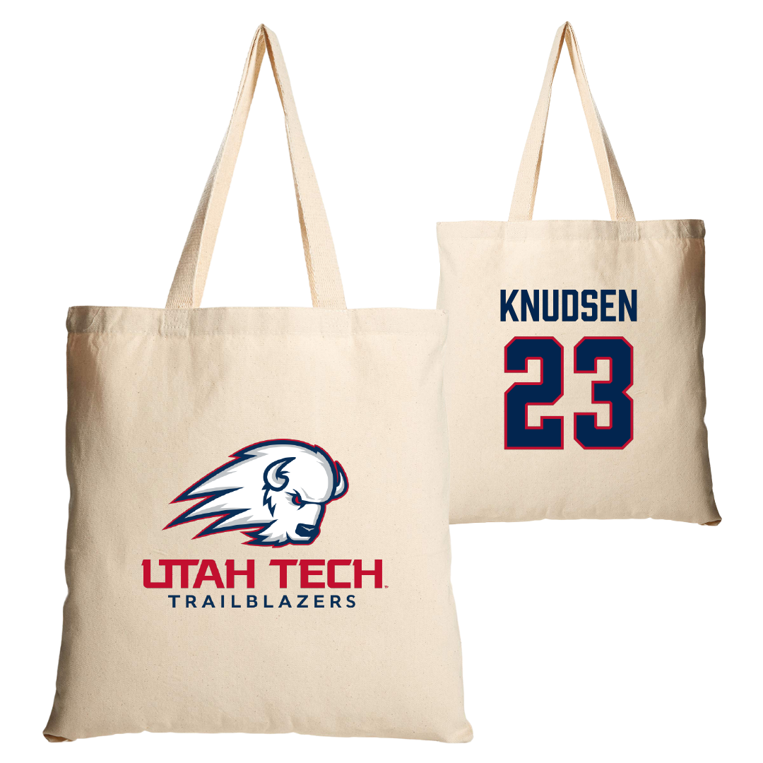 Utah Tech University Volleyball Tan Canvas Tote Bag - #23 Kennedi Knudsen