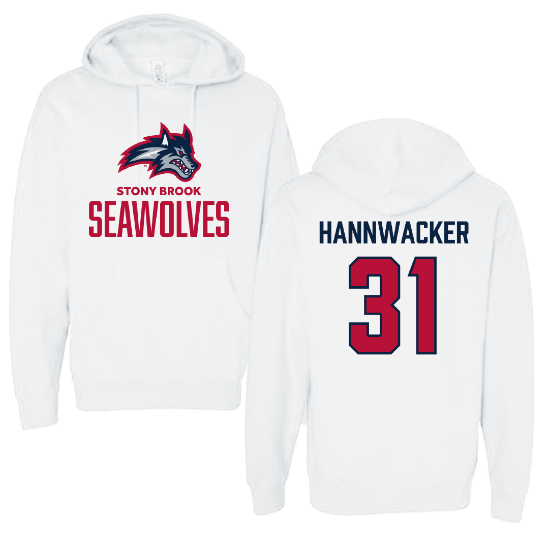 Stony Brook University Soccer White Hoodie - #31 Sammy Hannwacker