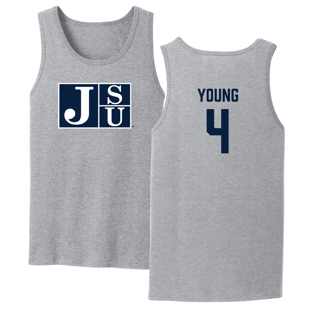 Jackson State University Basketball Sport Gray Tank Top - #4 Coltie Young