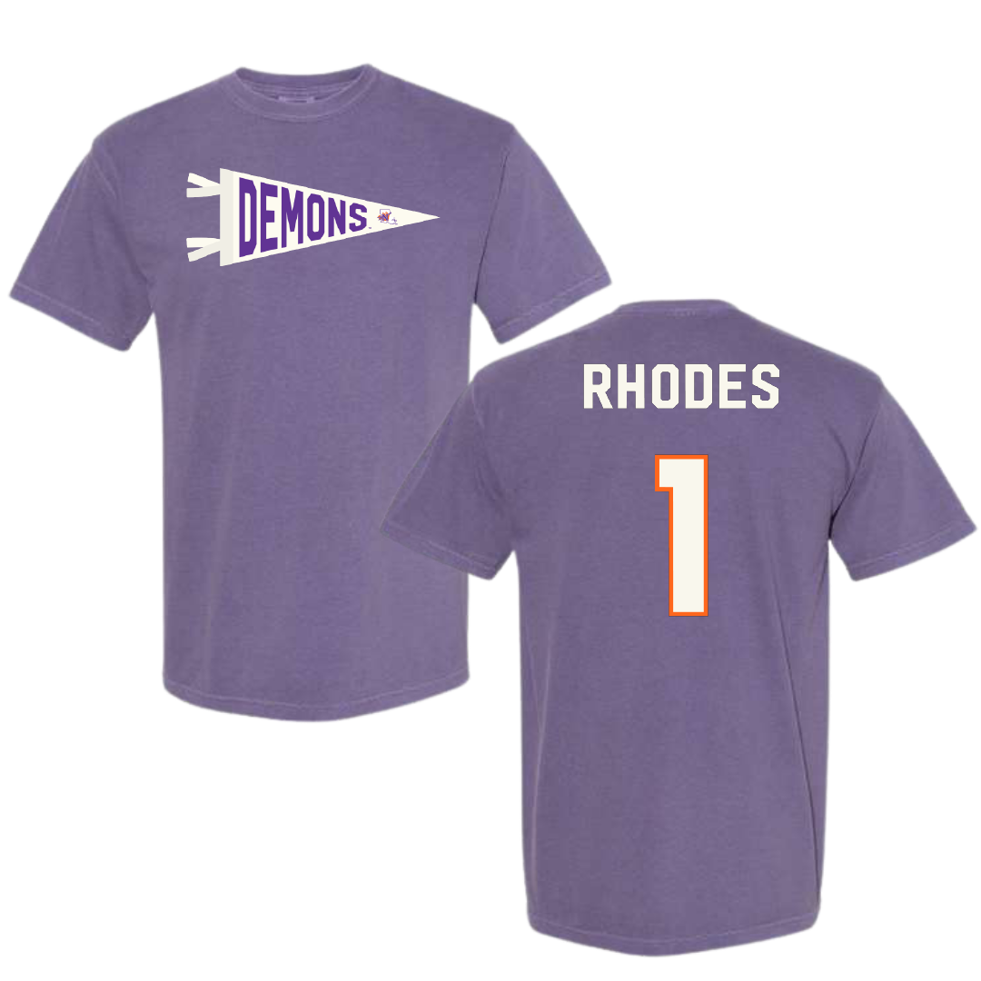 Northwestern State University Football Purple Pennant Comfort Colors Tee - #1 Dylan Rhodes