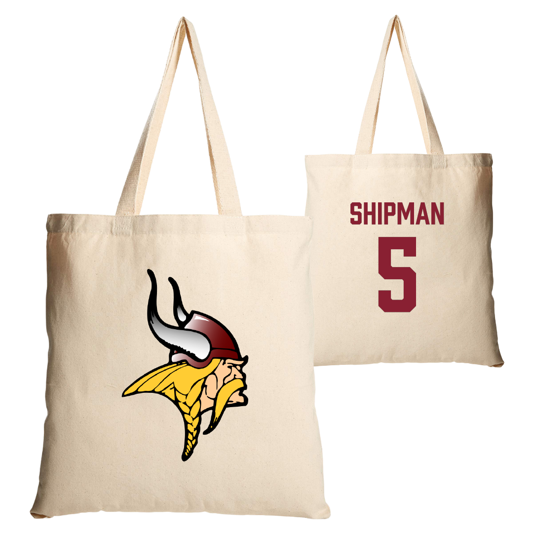 Valley City State University Baseball Tan Canvas Tote Bag - #5 Grady Shipman