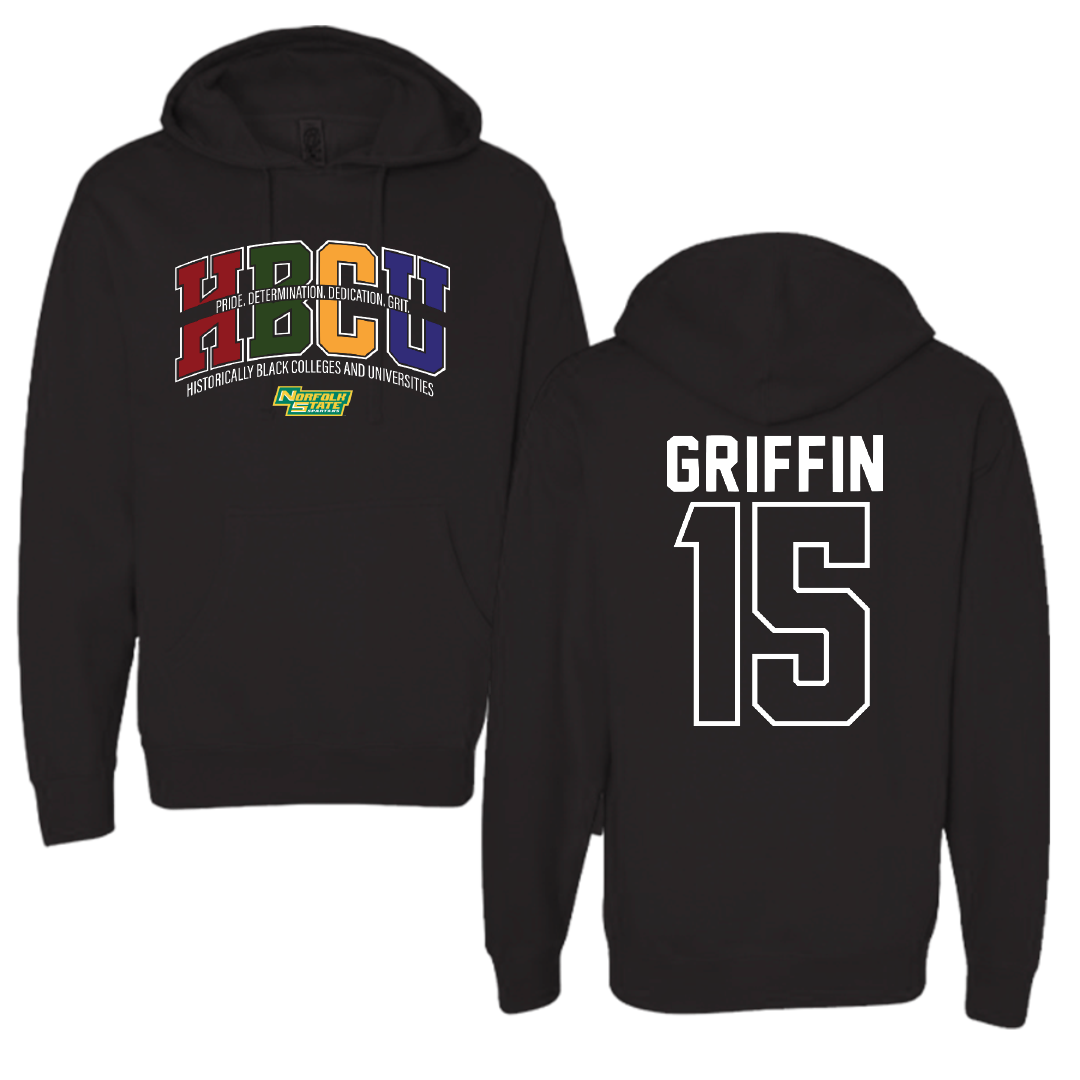 Norfolk State University Football Black HBCU Hoodie - #15 Jordan Griffin