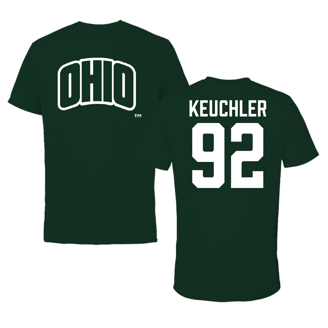 Ohio University Football Forest Green Performance Tee - #92 Robert Keuchler
