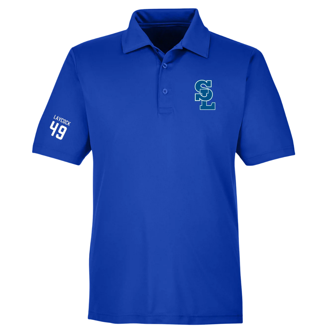 Salt Lake Community College Baseball Blue Polo - #49 Austin Laycock