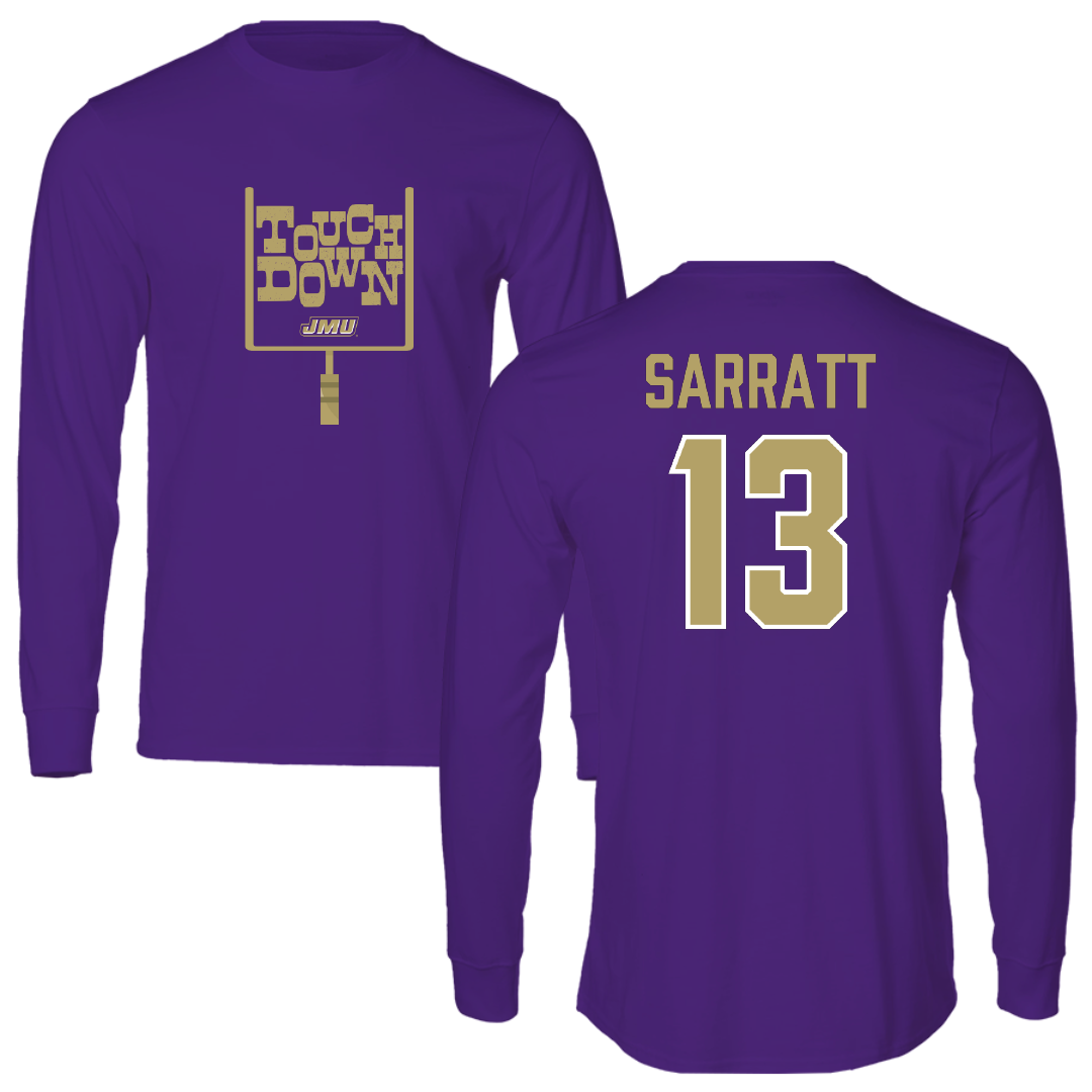 James Madison University Football Purple Touchdown Long Sleeve - #13 Elijah Sarratt