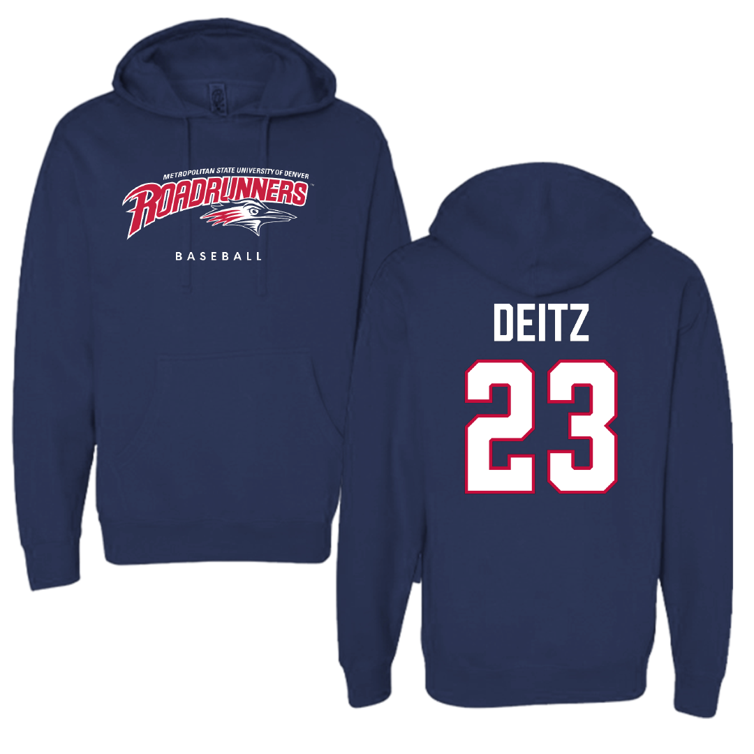 Metropolitan State University of Denver Baseball Navy Hoodie - #23 Michael Deitz