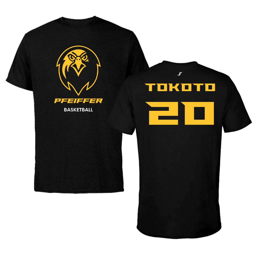 Pfeiffer University Basketball (M) Black Performance Tee - #20 Simeon Tokoto