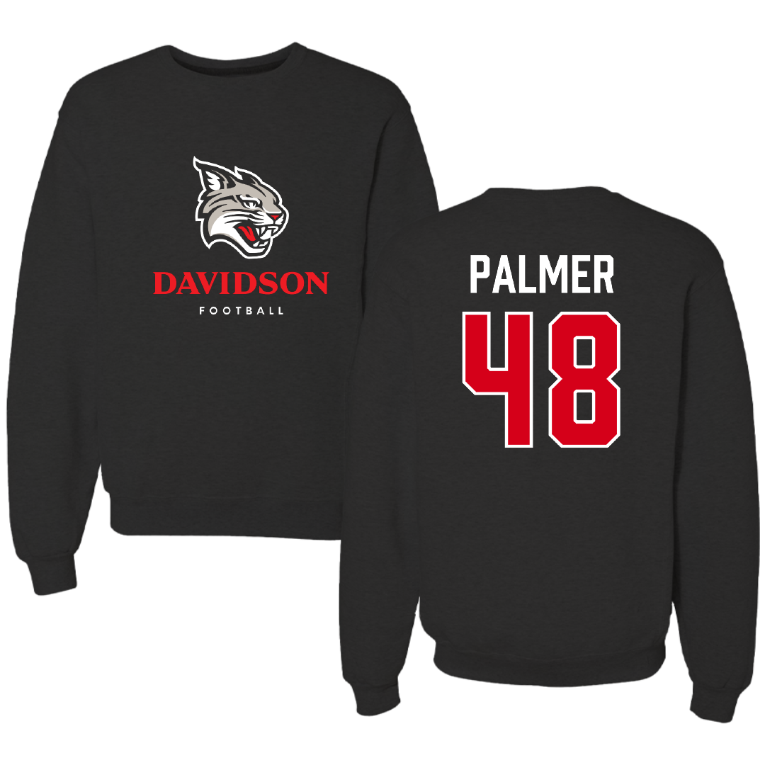 Davidson College Football Black Crewneck - #48 Breyson Palmer