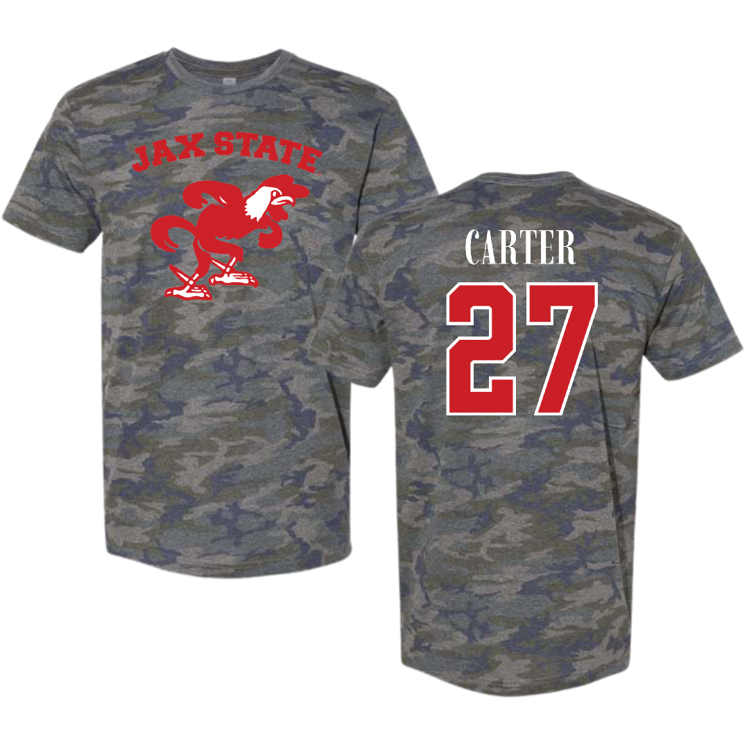 Jacksonville State University Softball Vintage Camo Tee - #27 Kat Carter