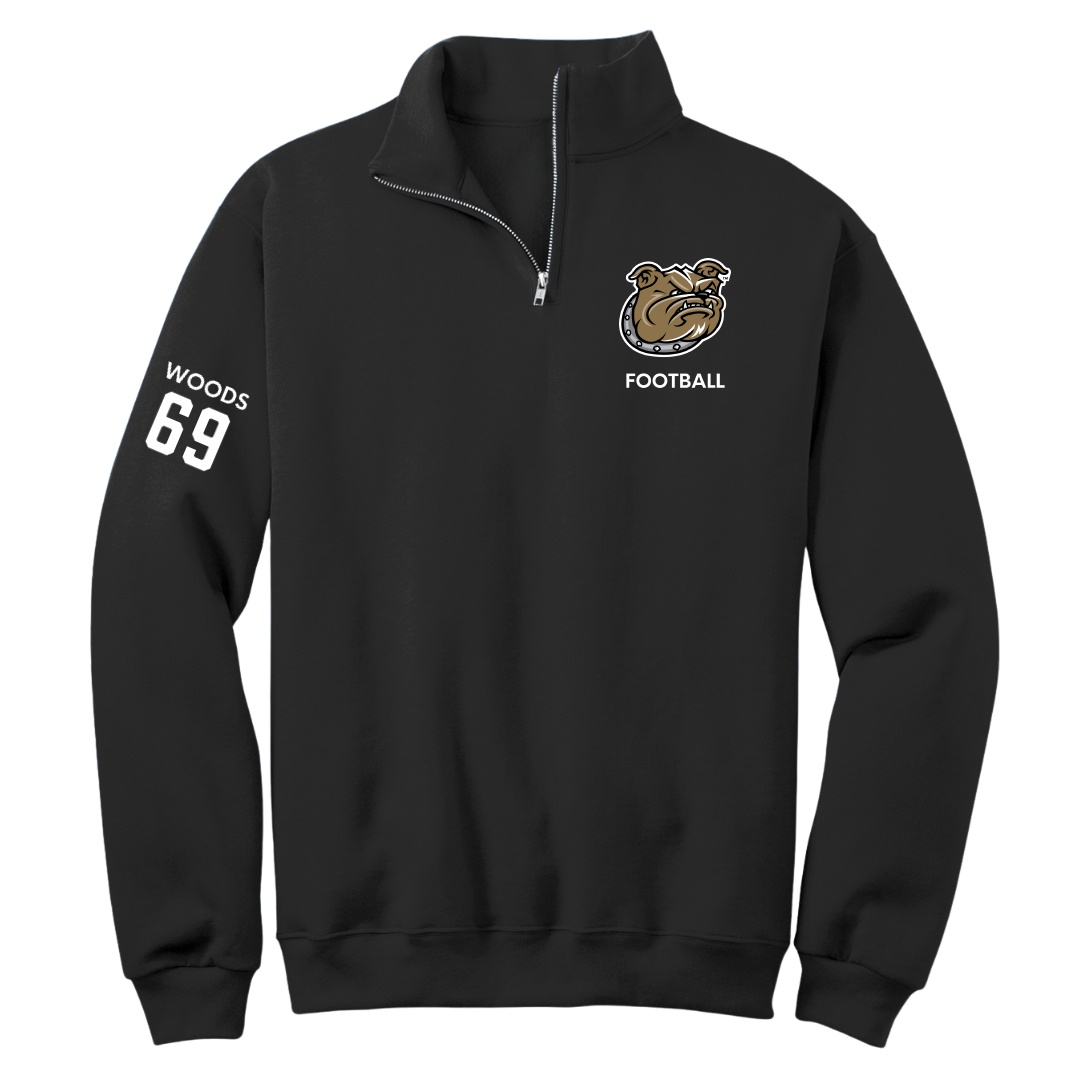 Bryant University Football Black Quarter-Zip - #69 Jeffery Woods