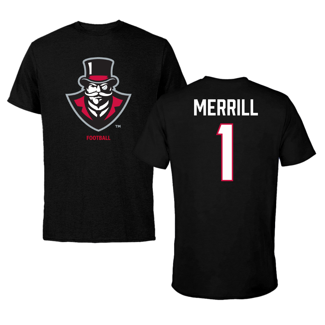 Austin Peay State University Football Black Performance Tee - #1 Walker Merrill