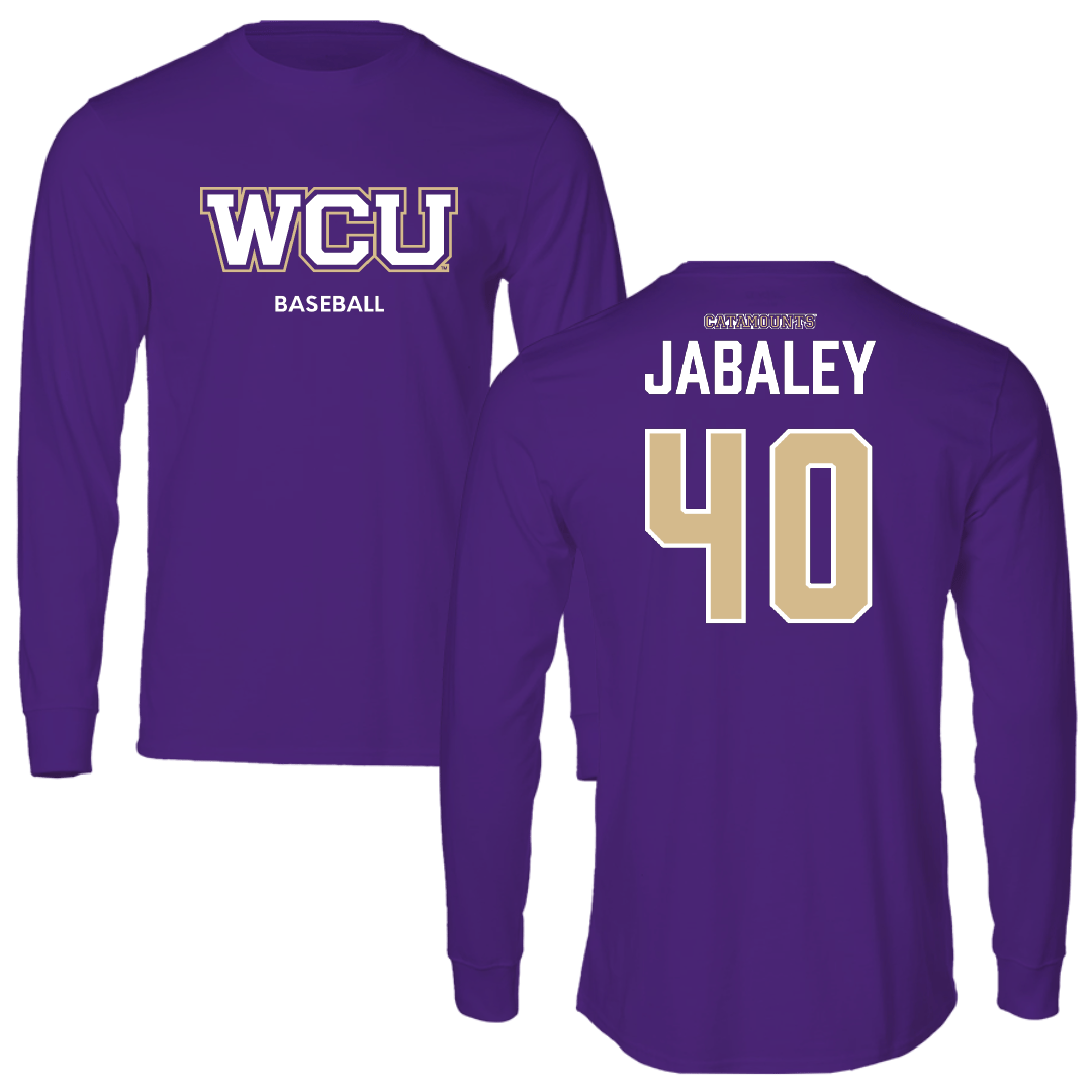 Western Carolina University Baseball Purple Performance Long Sleeve - #40 Davis Jabaley