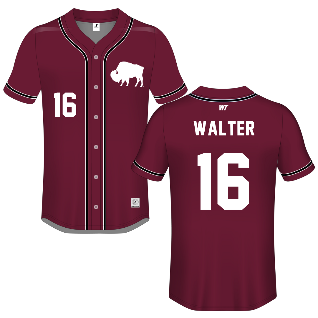West Texas A&M University Maroon Button-Down Jersey - #16 Raegan Walter