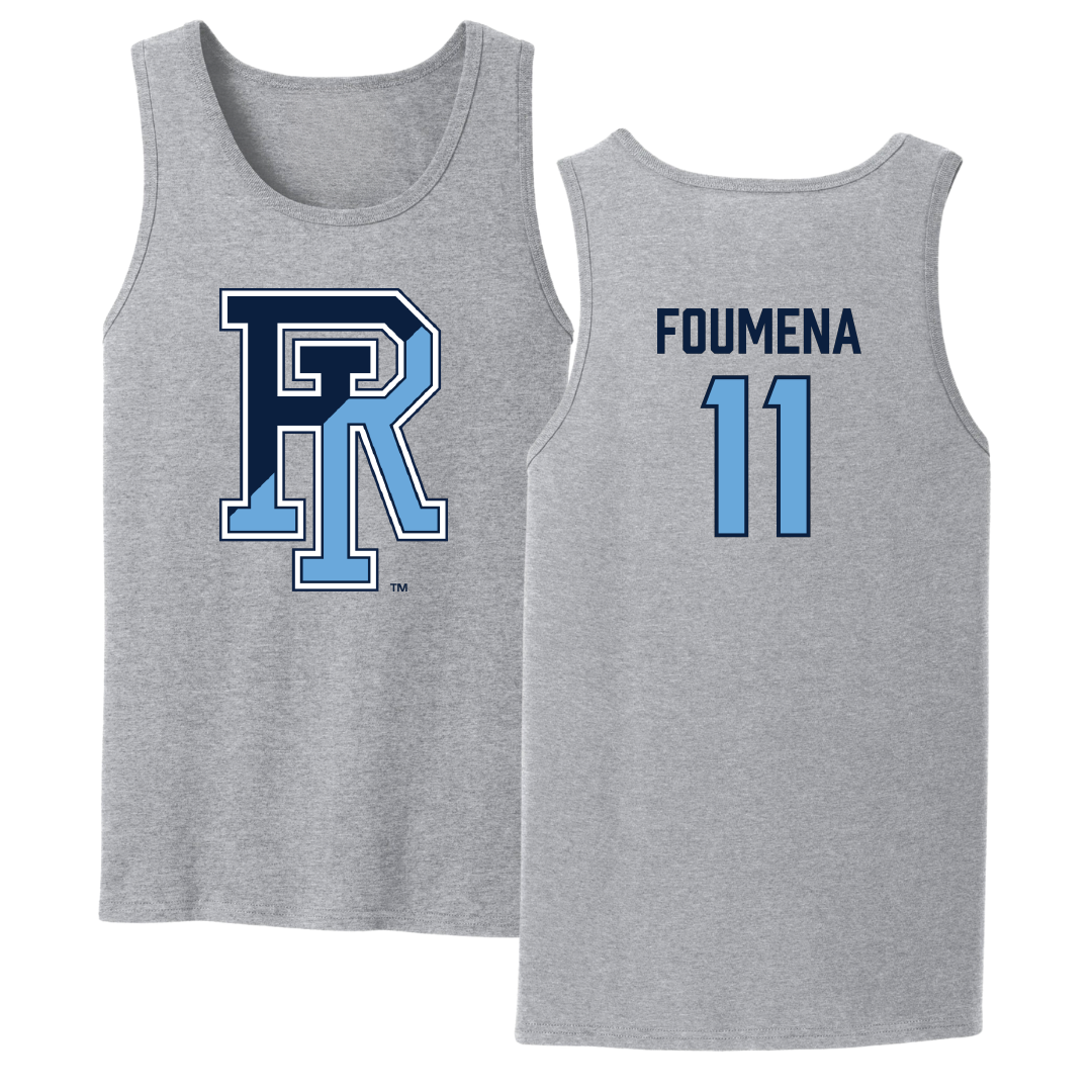 University of Rhode Island Basketball Sport Gray Tank Top - #11 Jeremy Foumena