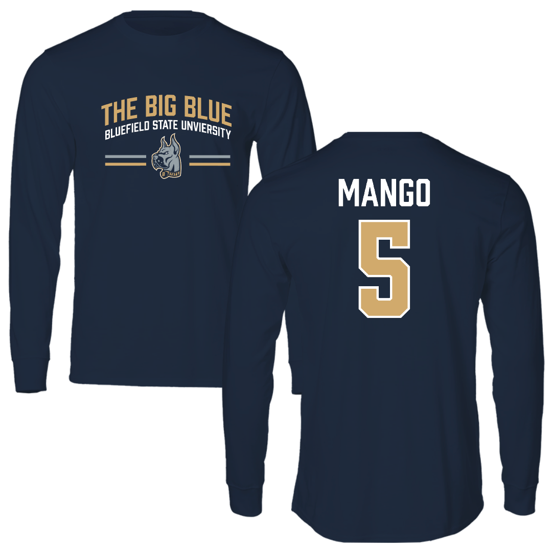 Bluefield State University Football Navy General Long Sleeve - #5 Gregory Mango