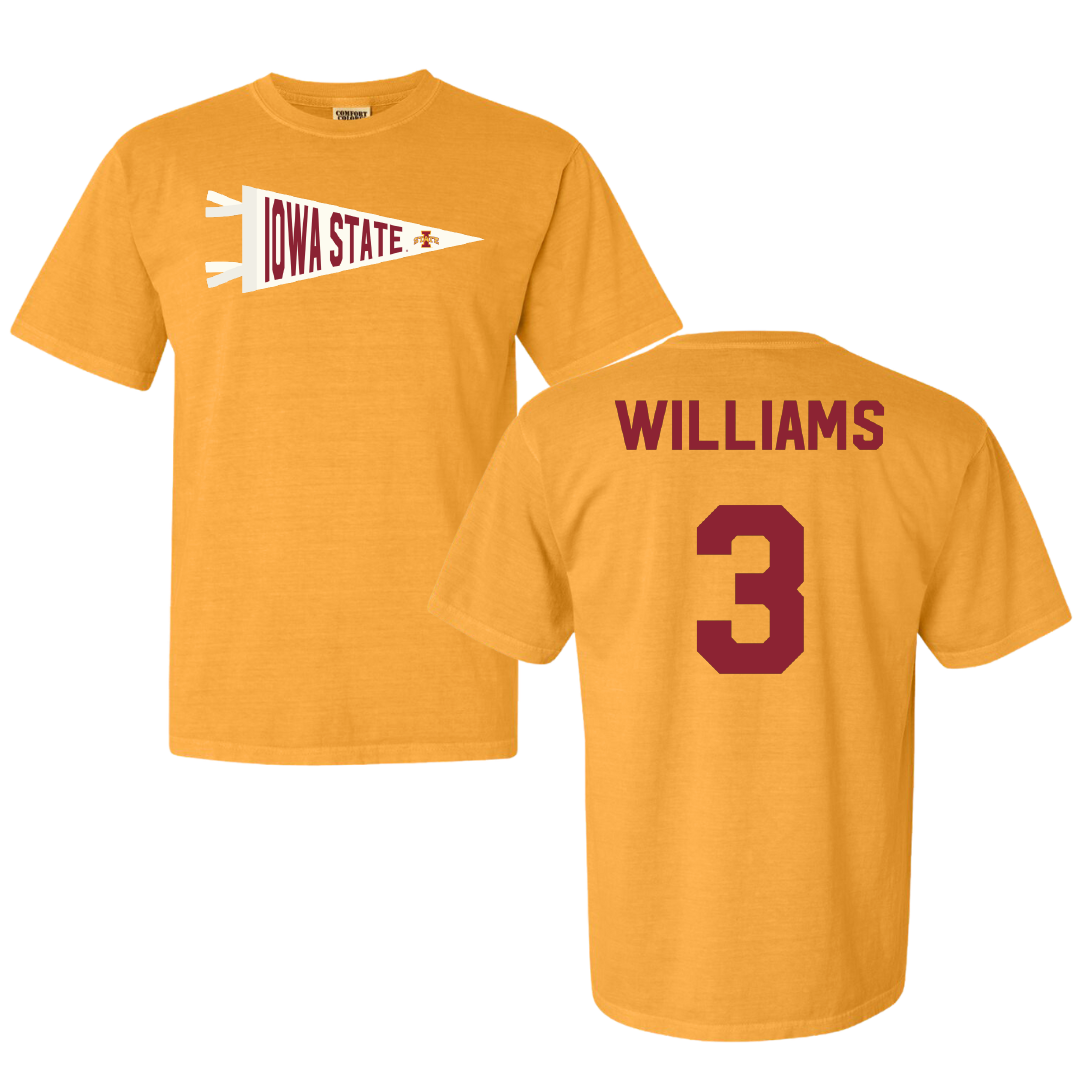 Iowa State University Basketball Gold Pennant Comfort Colors Tee - #3 Alisa Williams