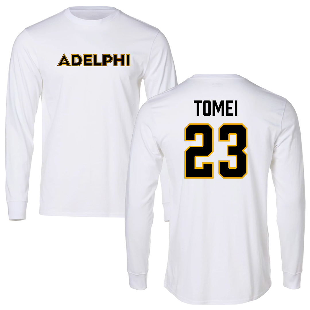 Adelphi University Lacrosse (M) White Long Sleeve - #23 Christian Tomei