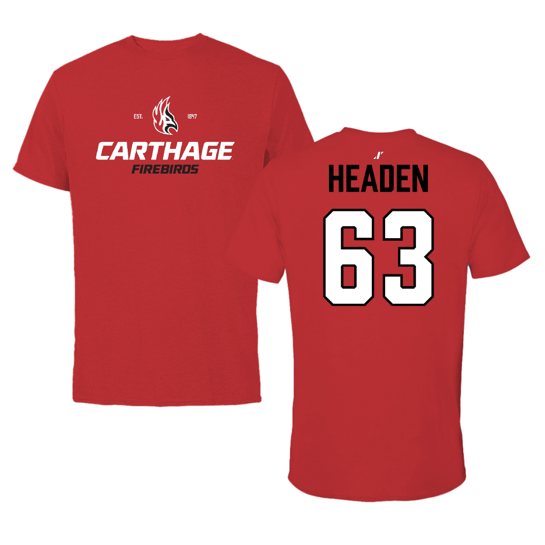 Carthage College Football Red General Tee - #63 Tristan Headen