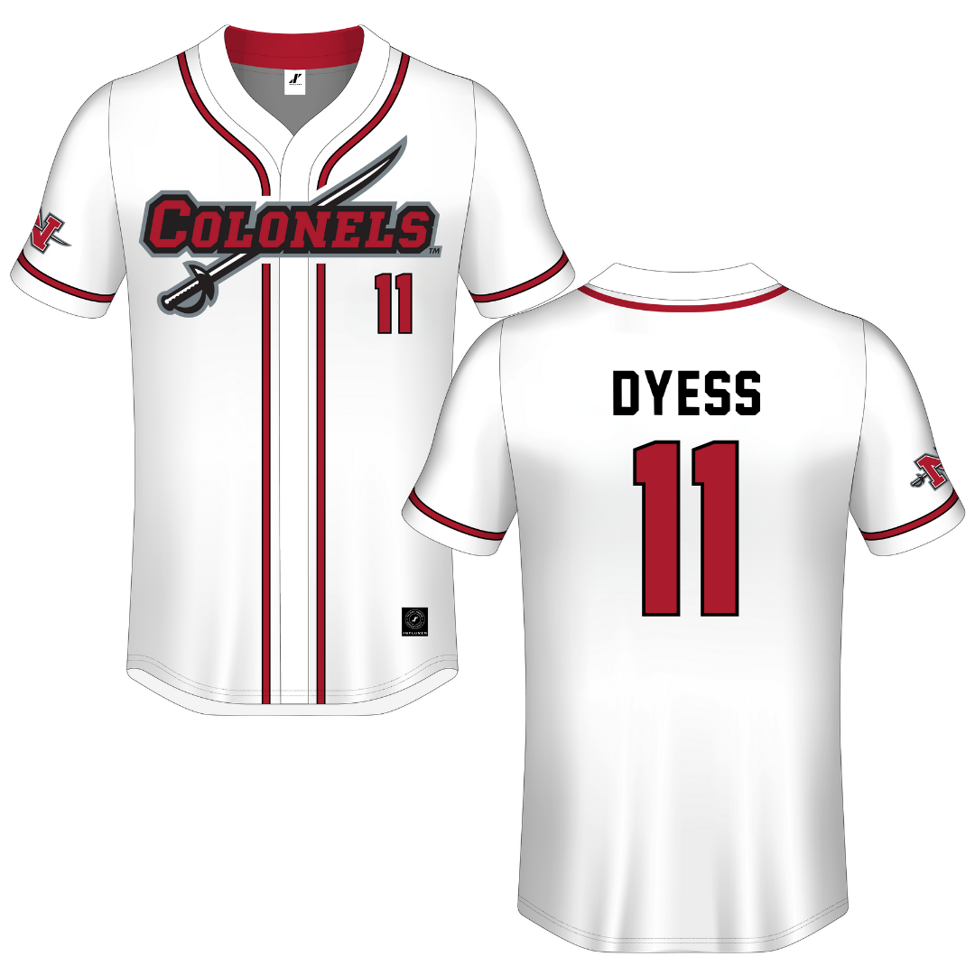 Nicholls State University White Button-Down Jersey - #11 Caleb Dyess