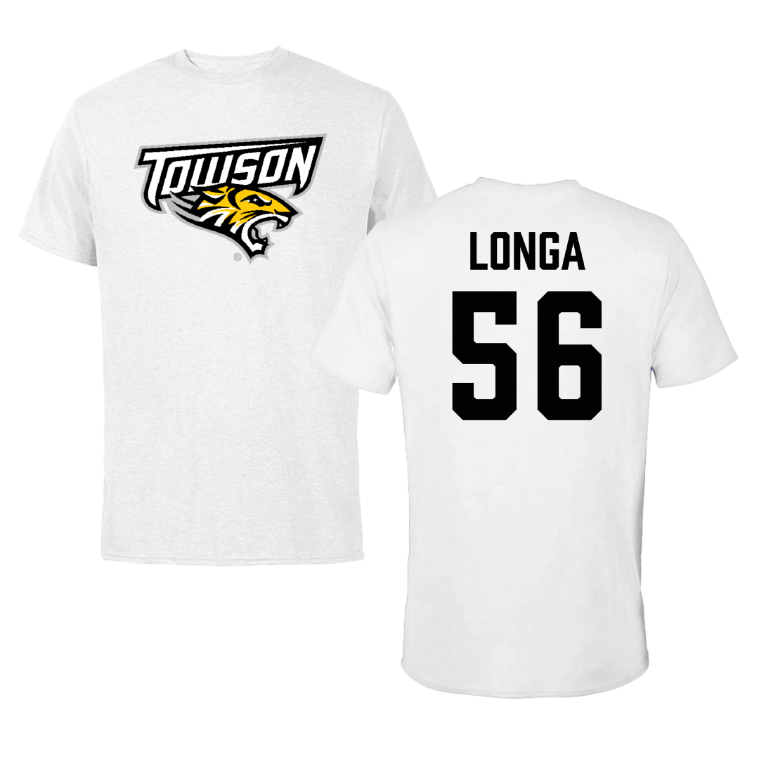 Towson University Football White Tee - #56 Matthieu Longa