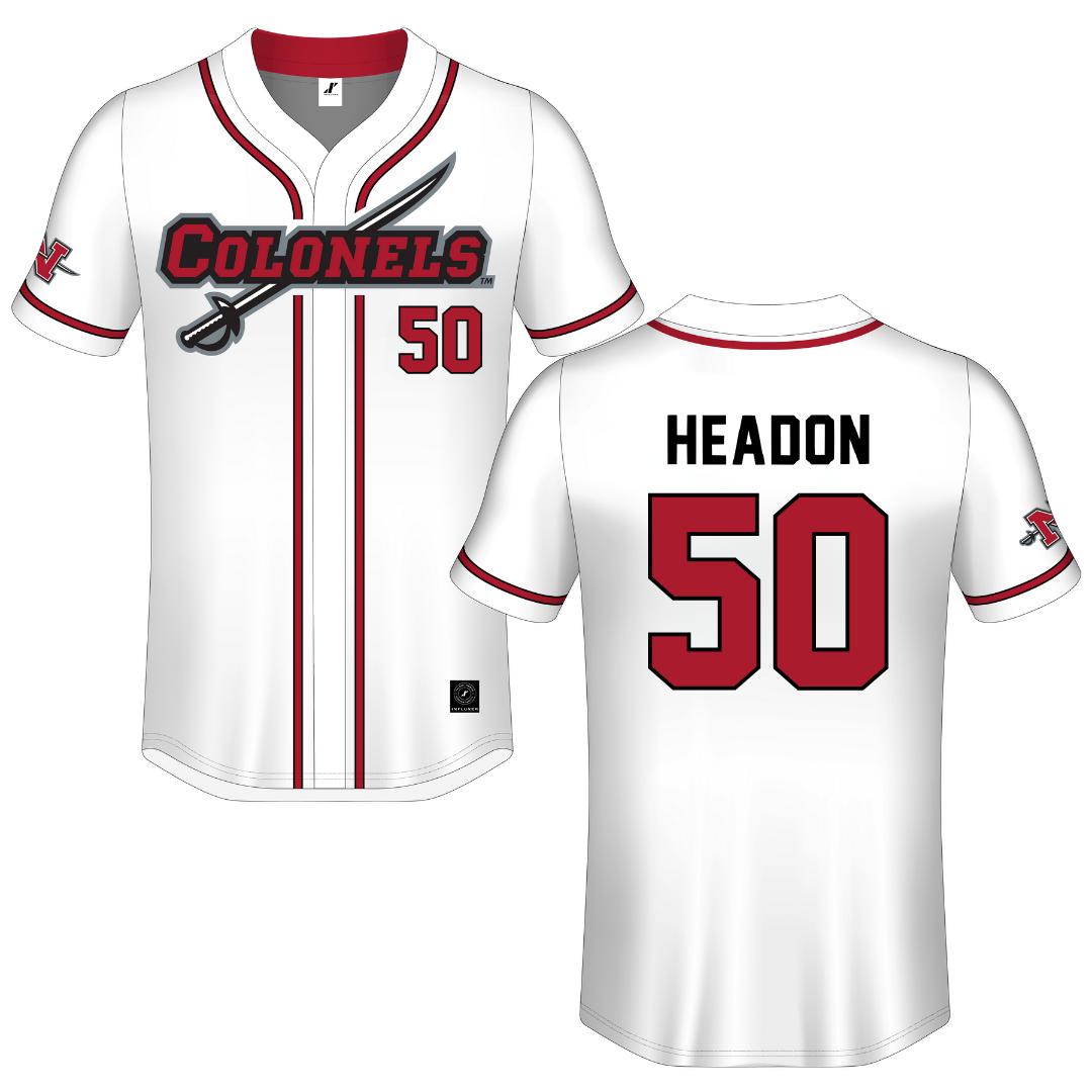 Nicholls State University White Button-Down Jersey - #50 Grayson Headon