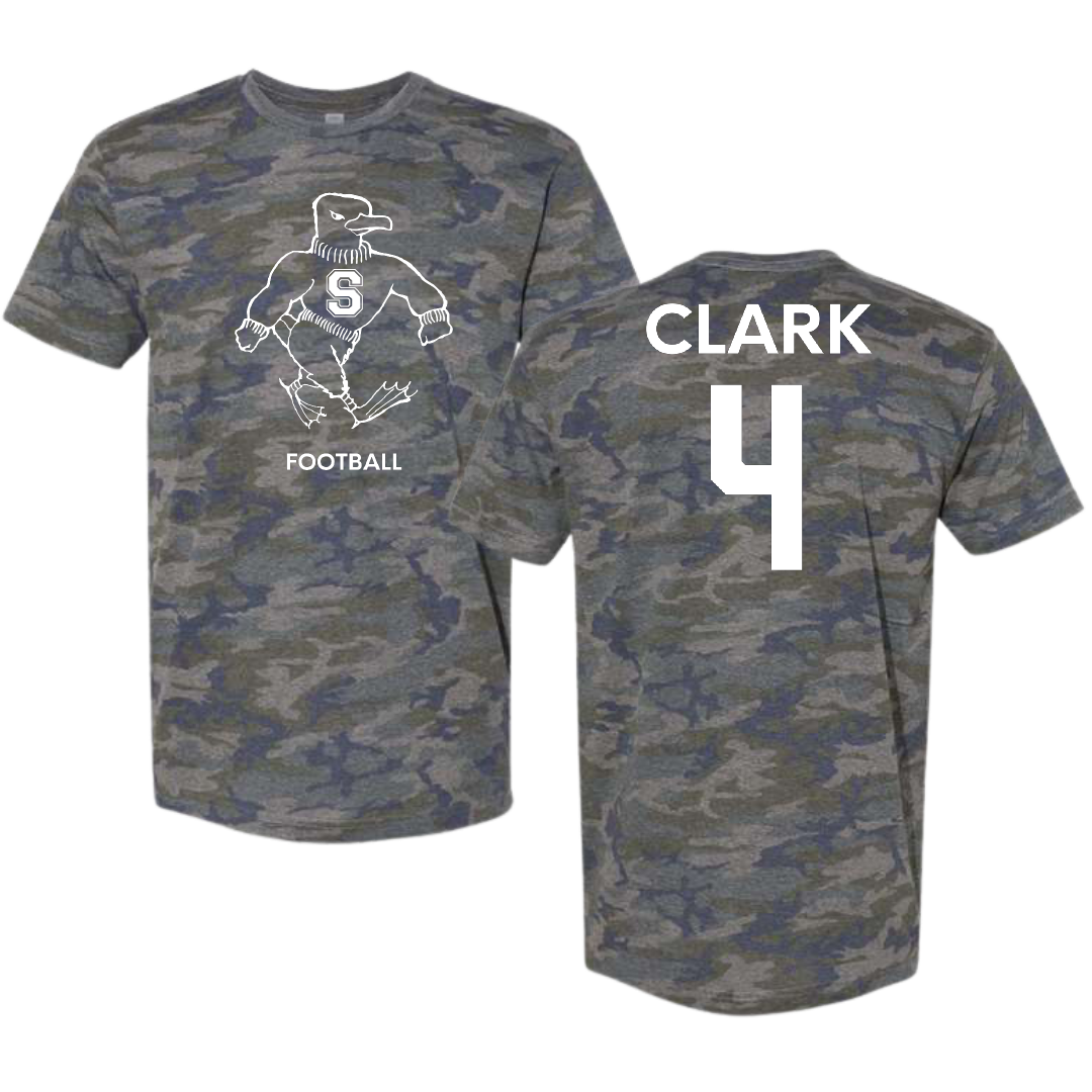 Salisbury University Football Vintage Camo Tee - #4 Daniel Clark