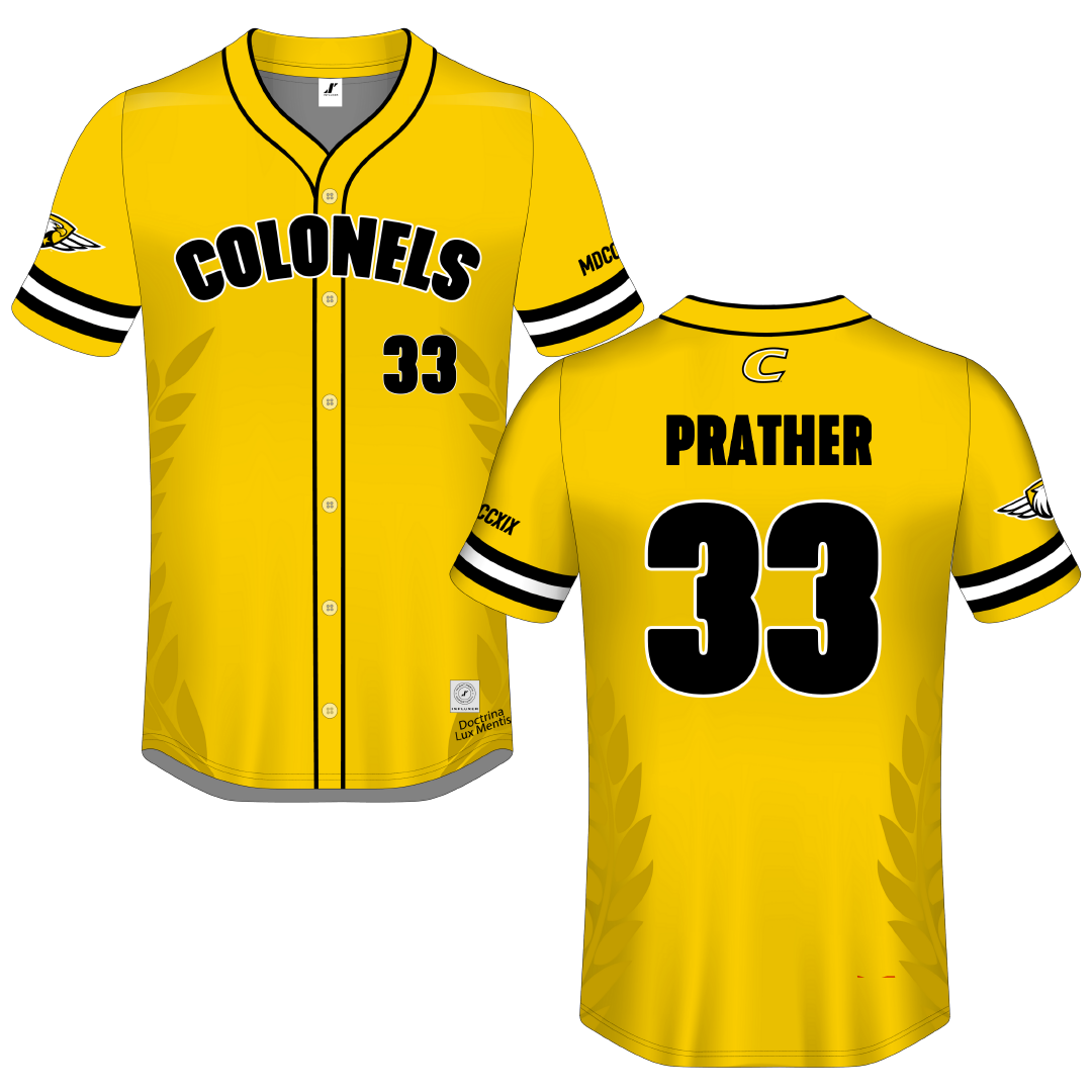 Centre College Gold Campus Connect Button-Down Jersey - #33 Ben Prather