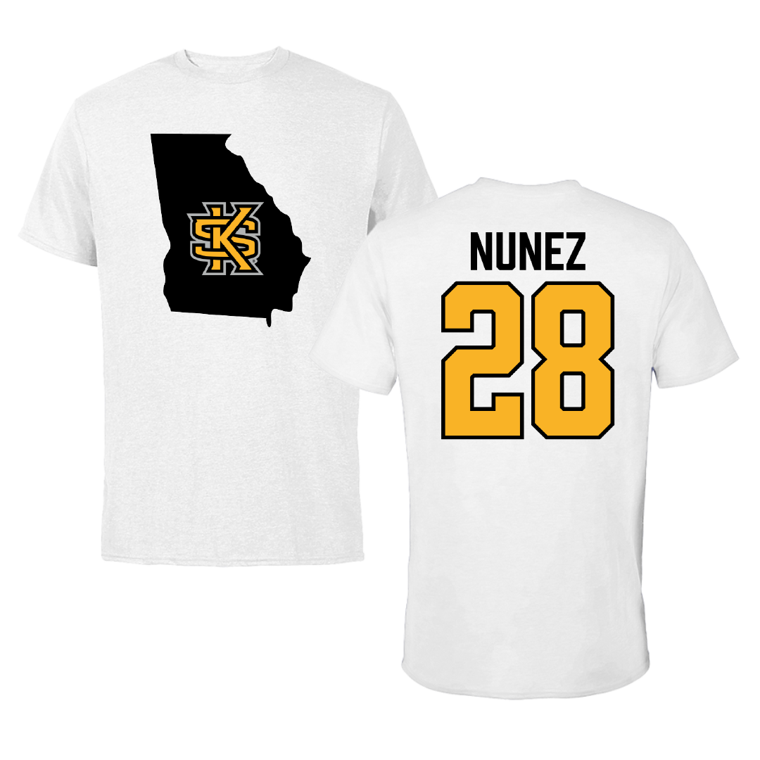 Kennesaw State University Lacrosse White State Performance Tee - #28 Sophia Nunez