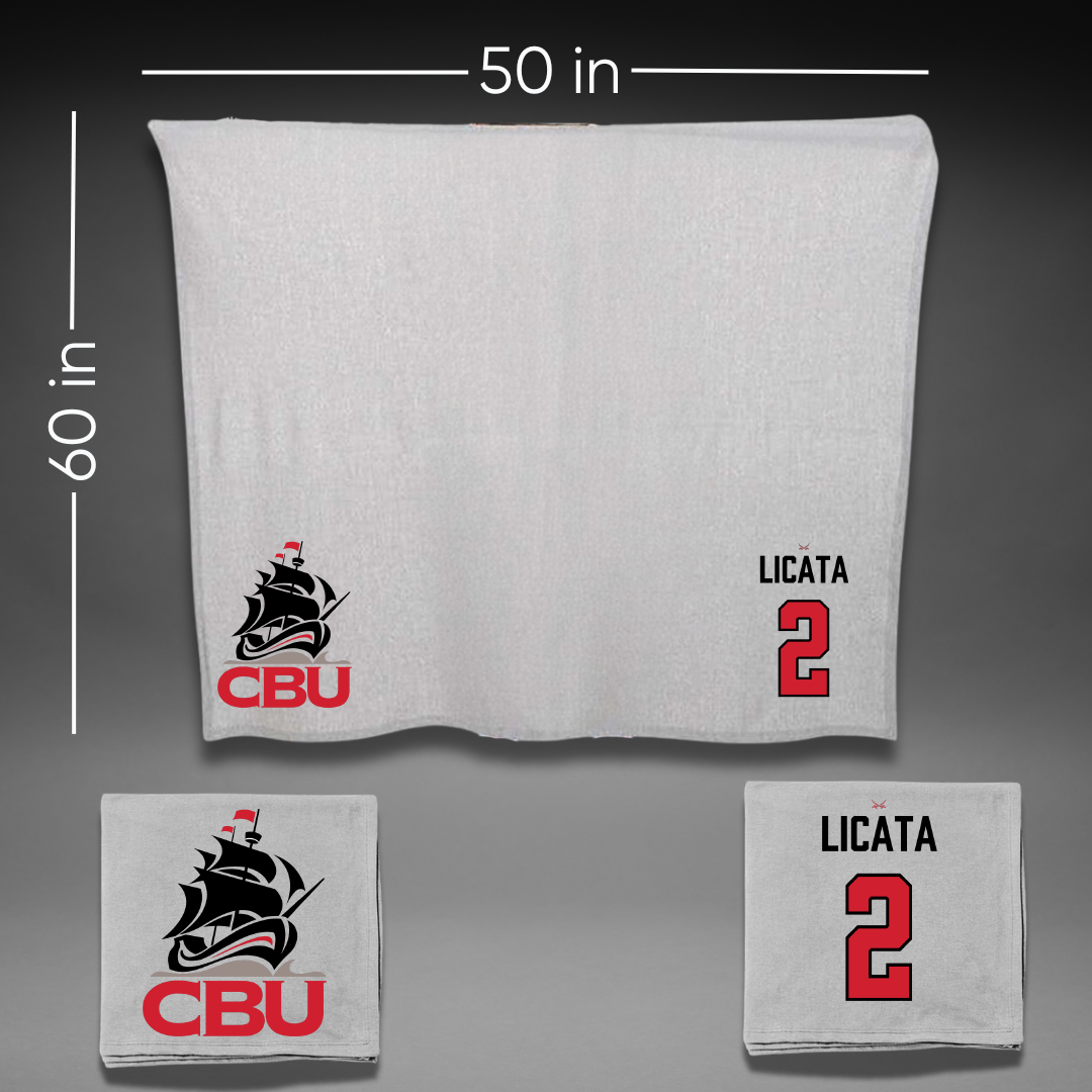 Christian Brothers University Baseball Gray Blanket - #2 Jackson Licata