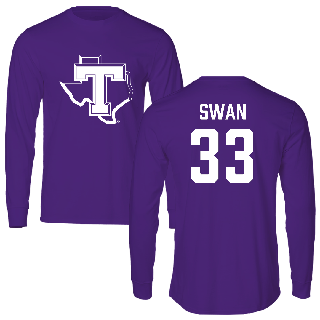 Tarleton State University Baseball Purple Performance Long Sleeve - #33 Kasey Swan