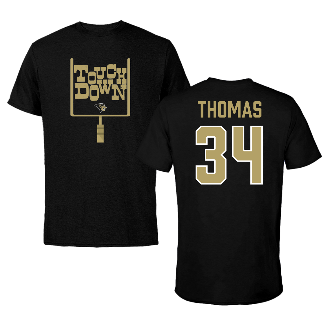 Lindenwood University Football Black Touchdown Performance Tee - #34 Owen Thomas