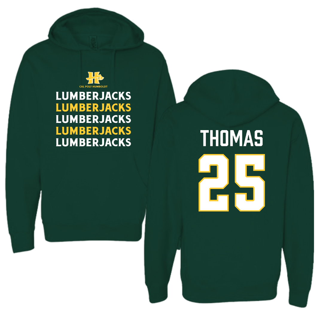 Cal Poly Humboldt Basketball (M) Forest Green General Hoodie - #25 Dorell Thomas