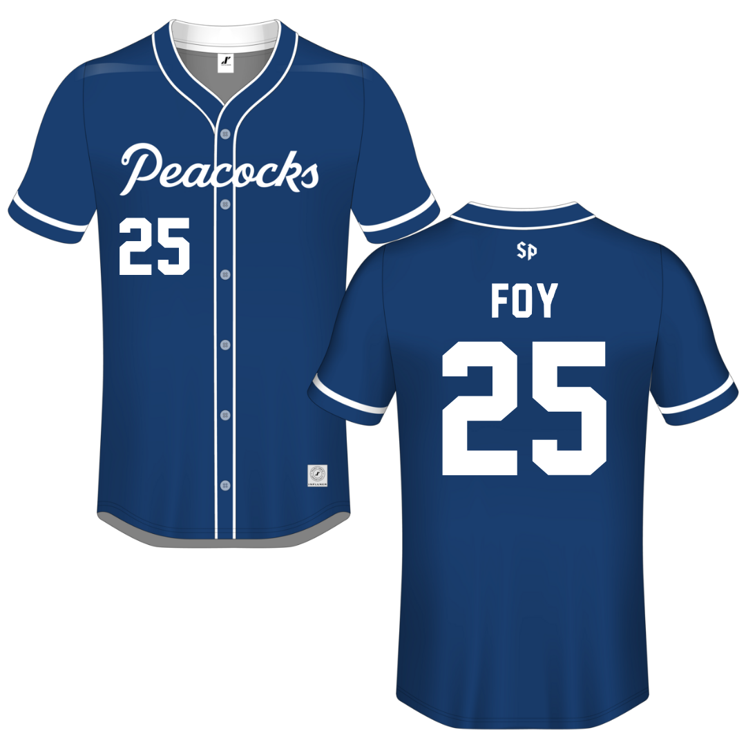 Saint Peter's University Blue Button-Down Jersey - #25 Kayla Foy