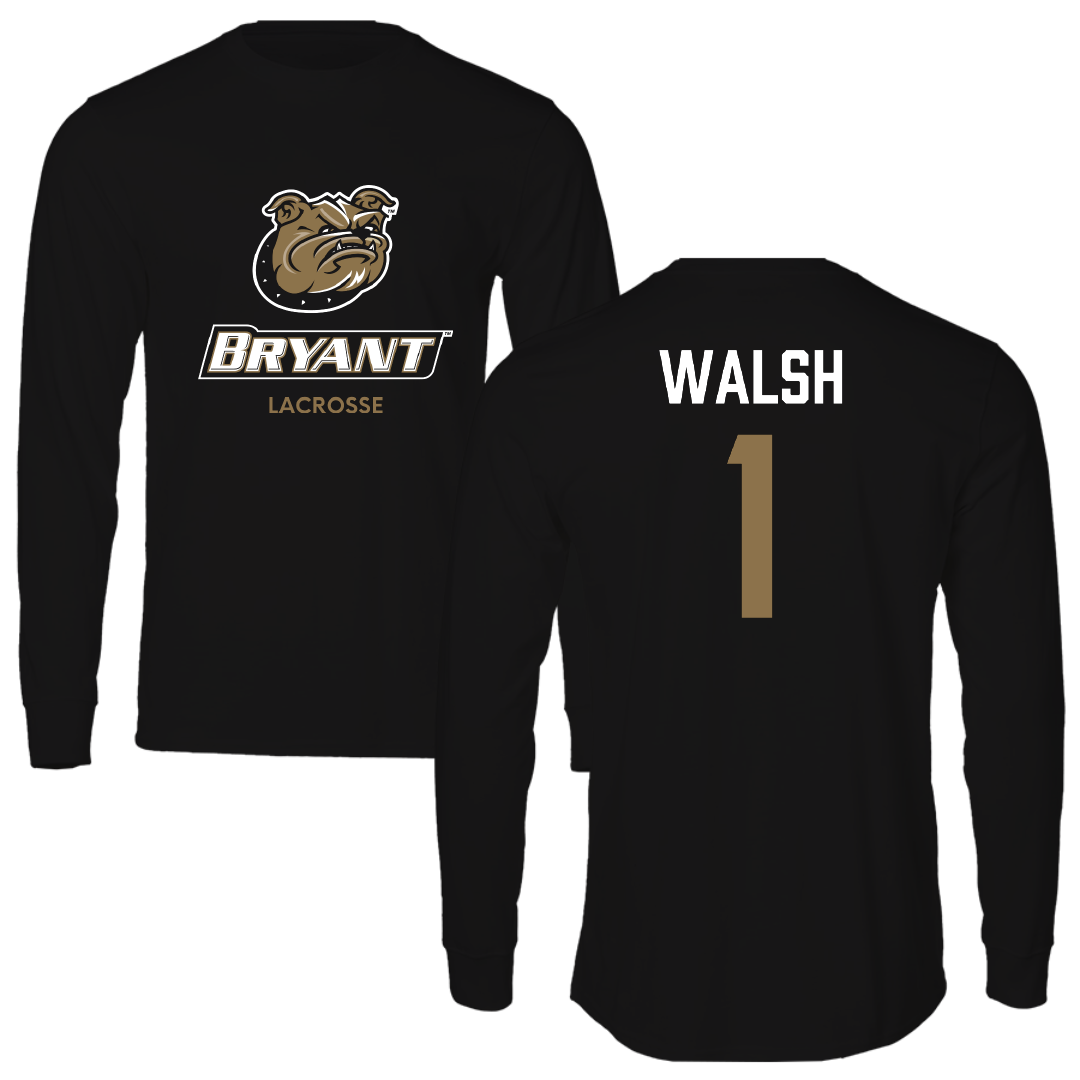 Bryant University Lacrosse (M) Black Performance Long Sleeve - #1 Patrick Walsh