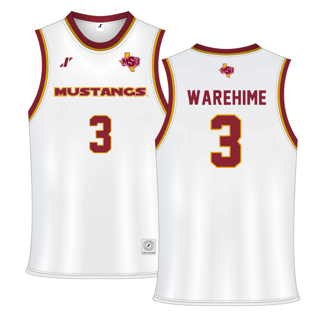 Midwestern State University White Basketball Jersey - #3 Briann Warehime