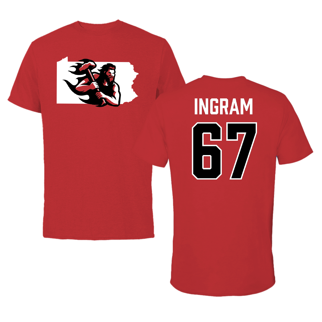 PennWest California Football Red State Tee - #67 Chaz Ingram