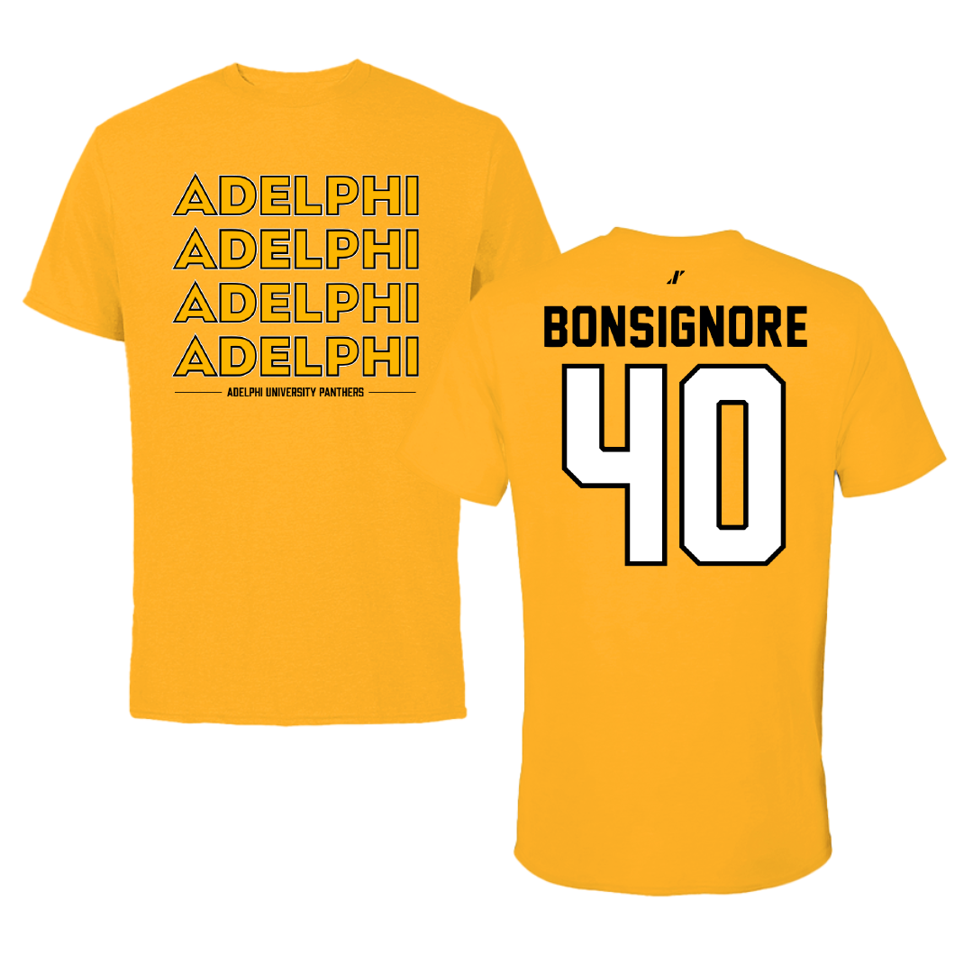 Adelphi University Baseball Gold General Performance Tee - #40 Tyler Bonsignore