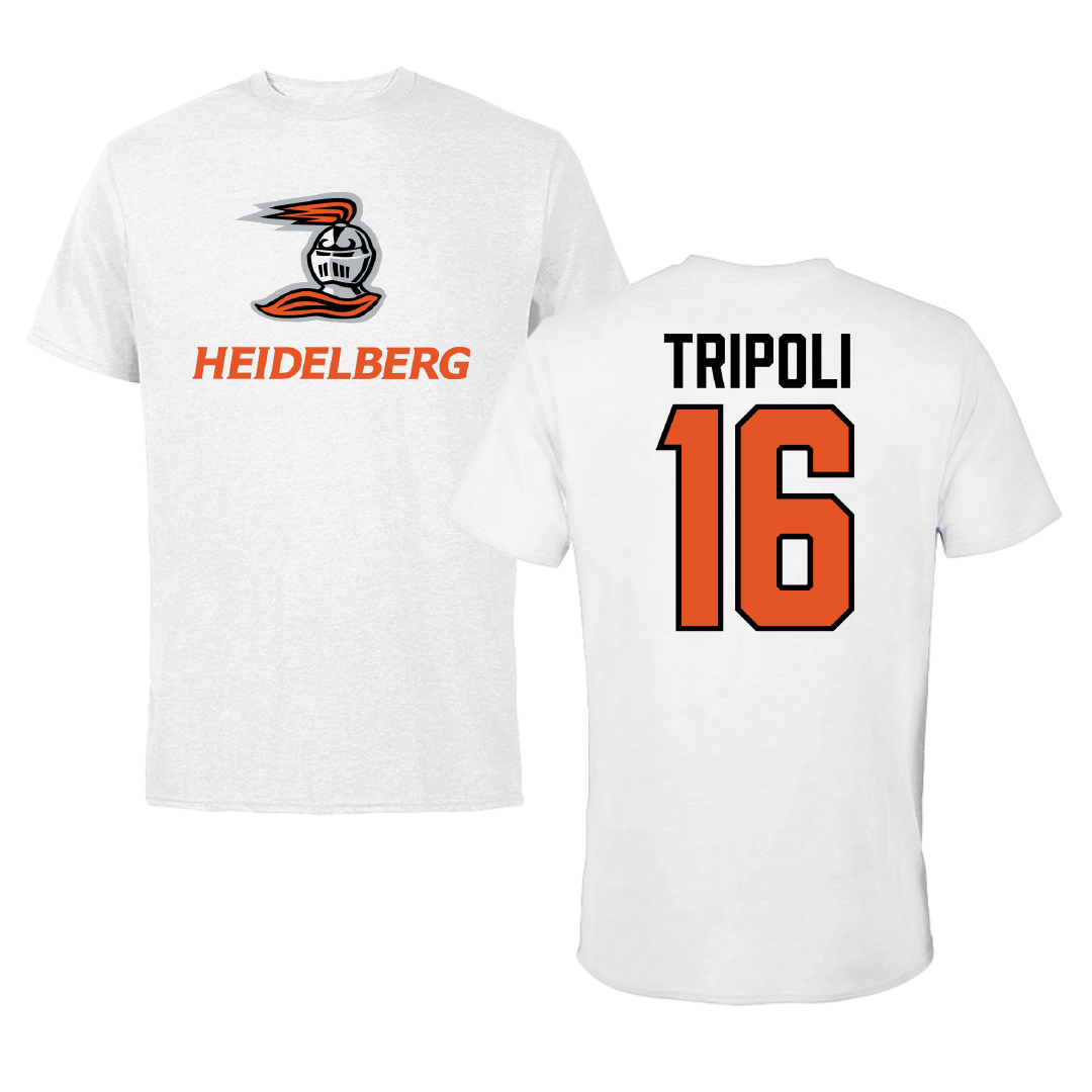 Heidelberg University Soccer White Performance Tee - #16 Jake Tripoli