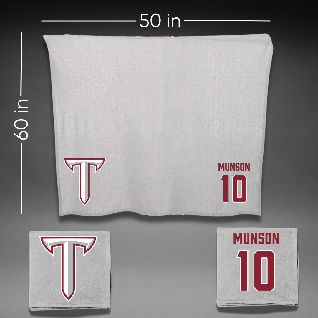 Troy University Softball Gray Blanket - #10 Kamryn Munson