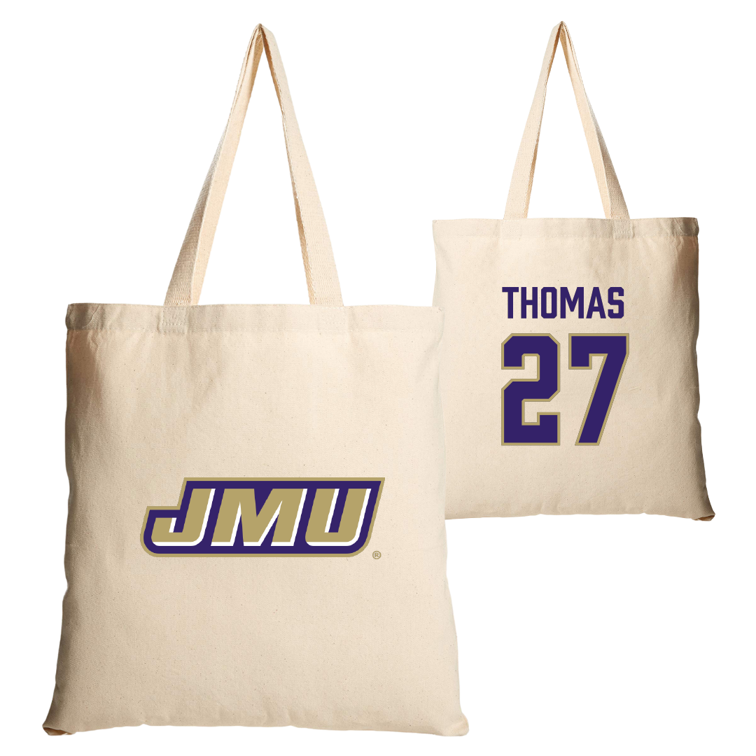 James Madison University Football Tan Canvas Tote Bag - #27 Jacob Thomas