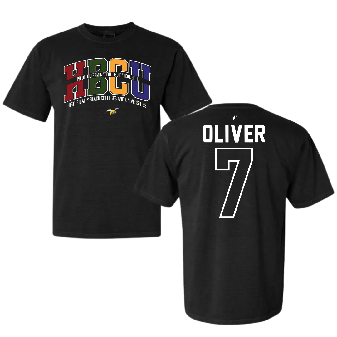 Alabama State University Flag Football Black HBCU Comfort Colors Tee - #7 Janiyah Oliver