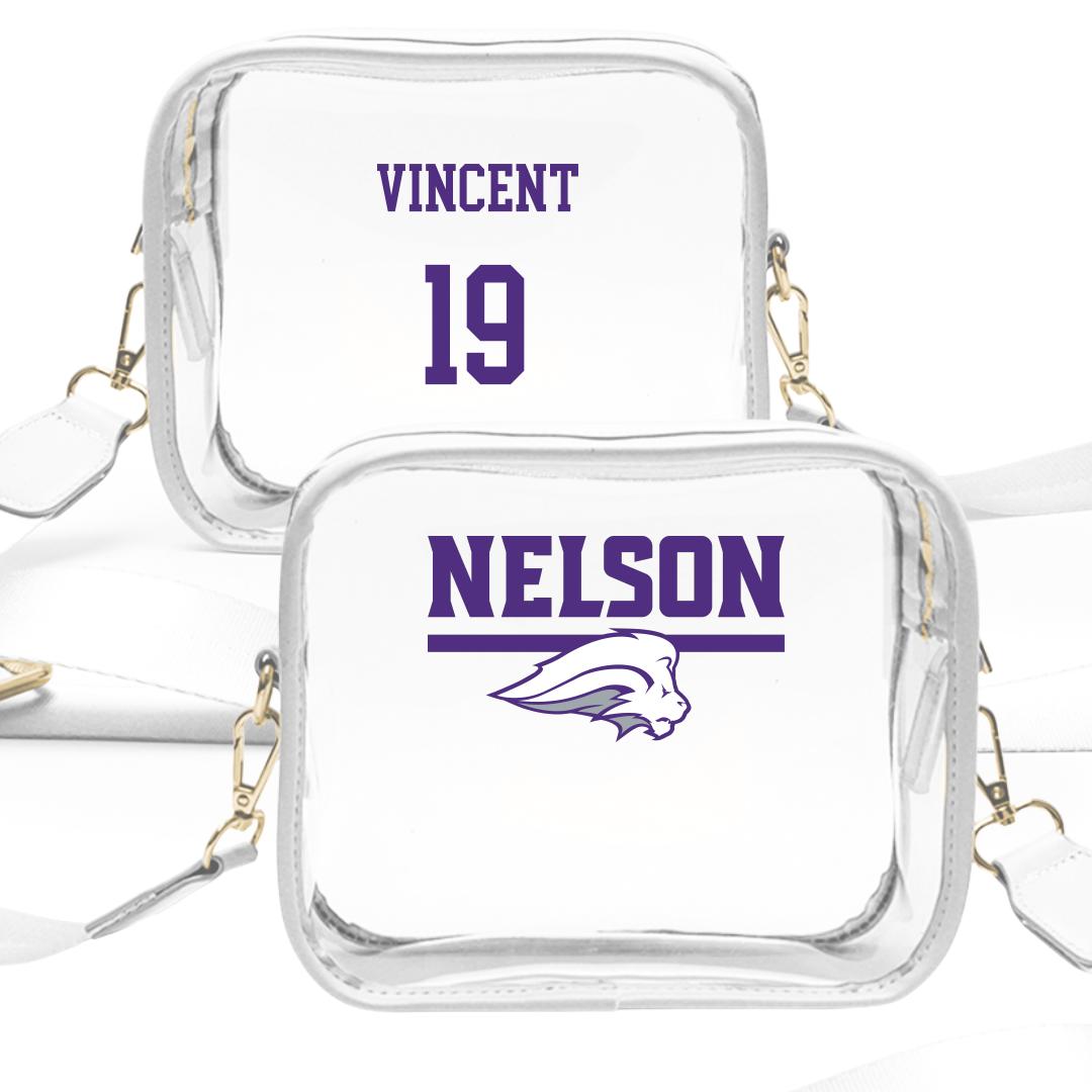 Nelson University Football White Clear Stadium Bag - #19 Shaun Vincent