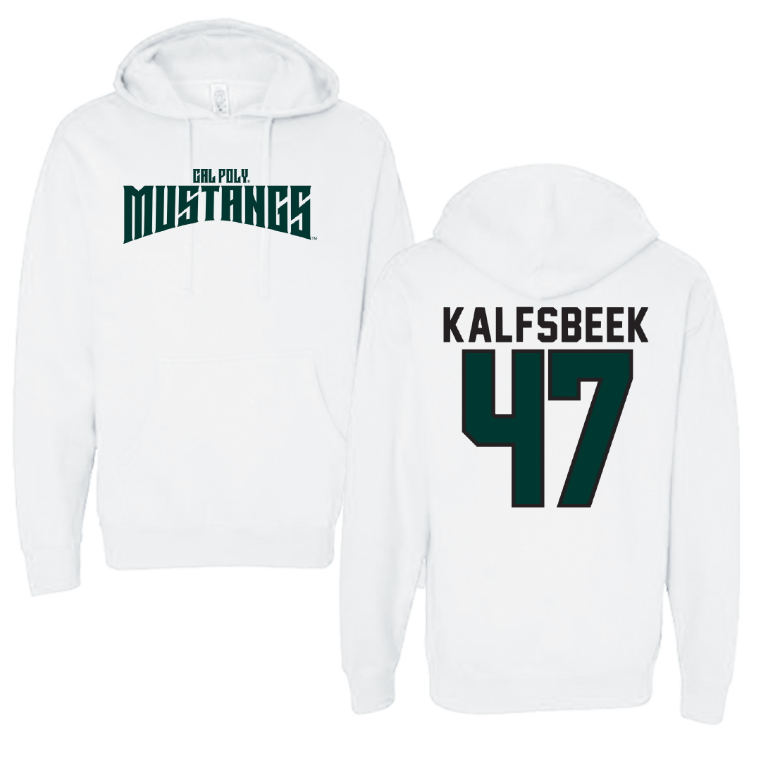 Cal Poly Baseball White Classic Hoodie - #47 Luke Kalfsbeek
