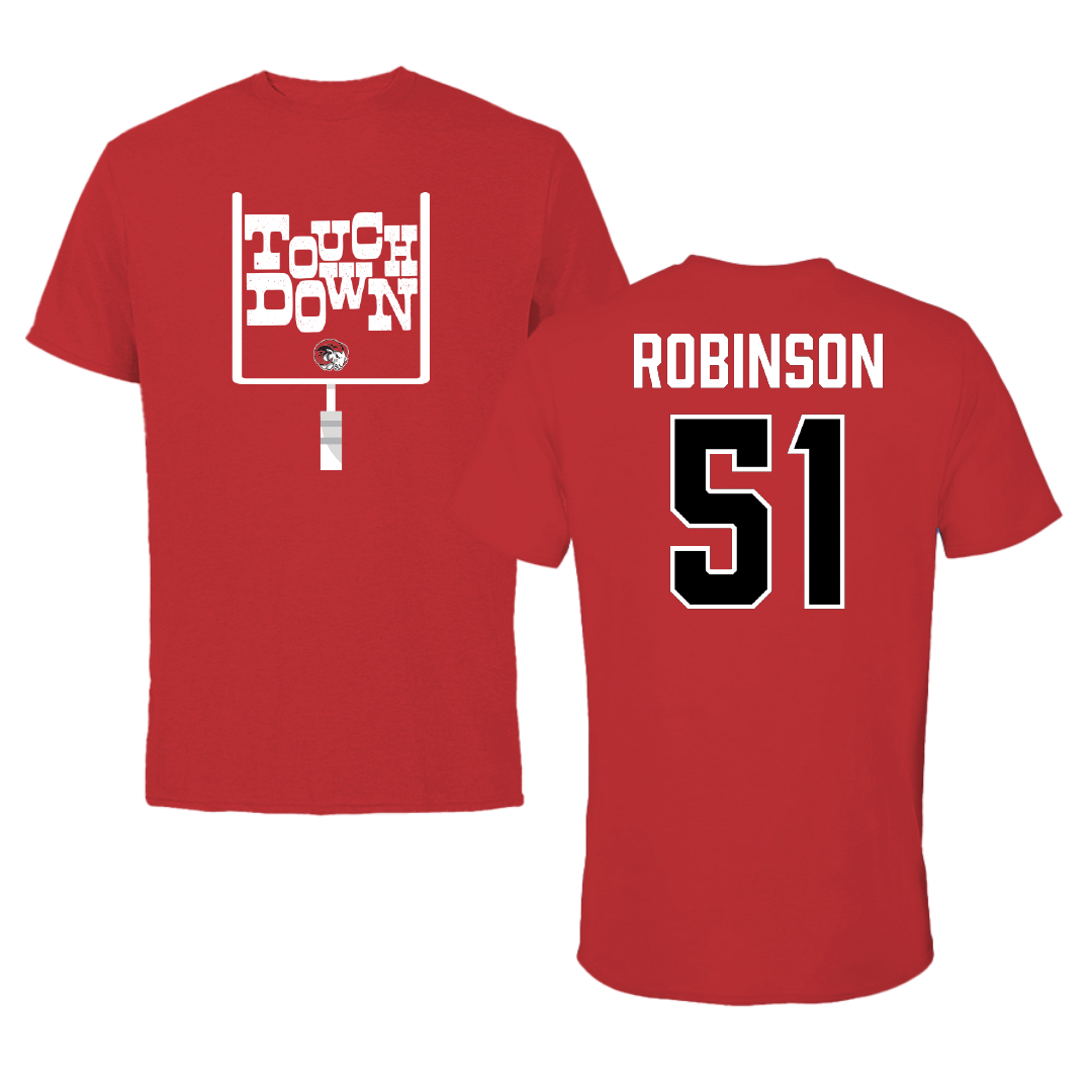 Winston-Salem State University Football Red Touchdown Performance Tee - #51 Darius Robinson