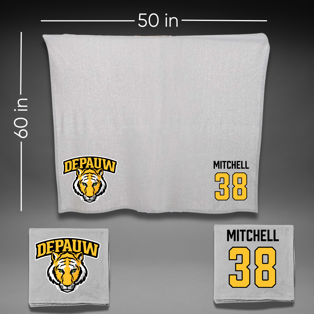 DePauw University Football Gray Blanket - #38 Noah Mitchell