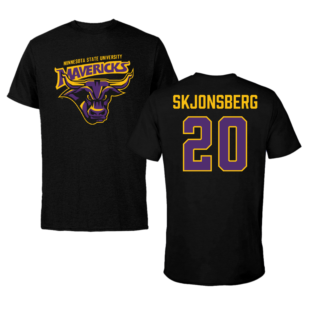 Minnesota State University-Mankato Football Black Performance Tee - #20 Spencer Skjonsberg
